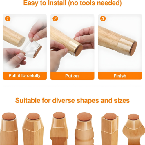 Protège-pieds de chaise en silicone avec feutre 25-30mm – Protection contre les rayures pour sols durs – Transparent 16 pièces | Sansoti