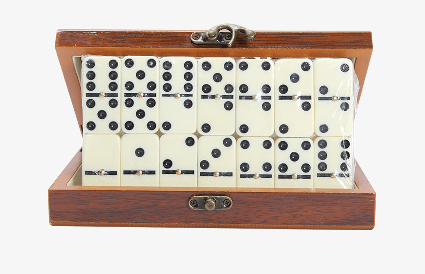 Wooden Domino Game Double Six Set 28 Tiles Family Game Storage Box Board Game Classic | Sansoti