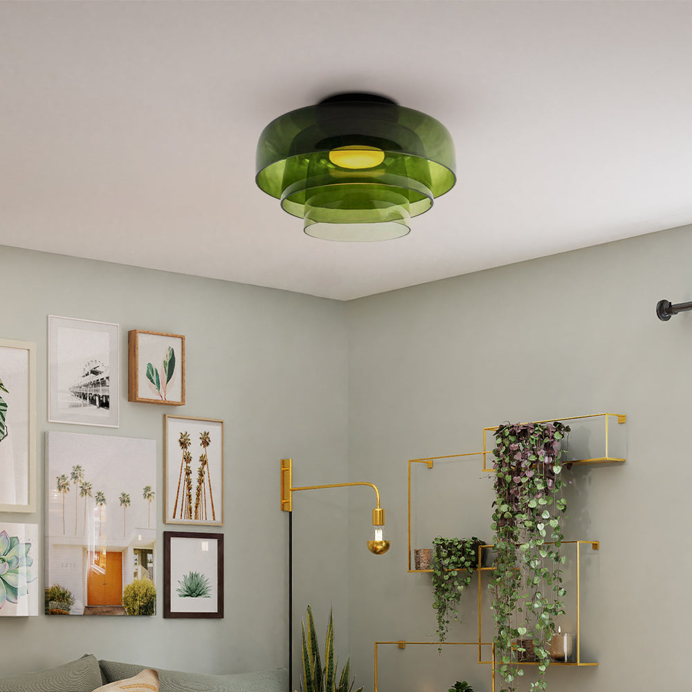 Design-Glas-Deckenlampe mit geschichteter Struktur — Elegantes Lichtspiel für Esszimmer, Wohnzimmer und Schlafzimmer | Sansoti