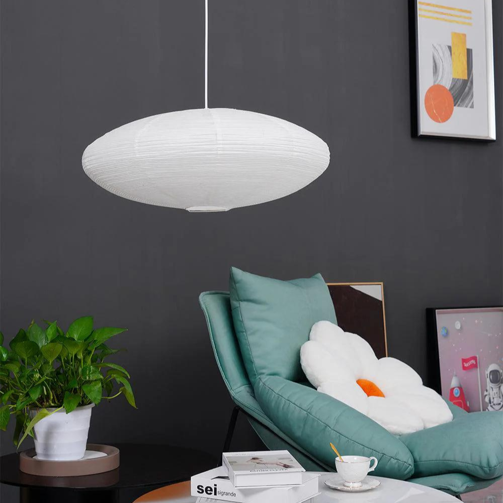 Deckenlampe Maulbeerpapier Japandi Design Ø50 Ø60 LED Dimmbar Weiß Geometrisch | Sansoti