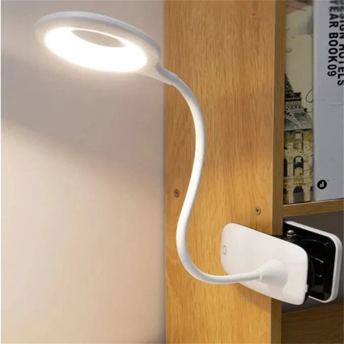 Reading Lamp Clip LED Dimmable USB Rechargeable Flexible Gooseneck Bed Desk Travel | Sansoti