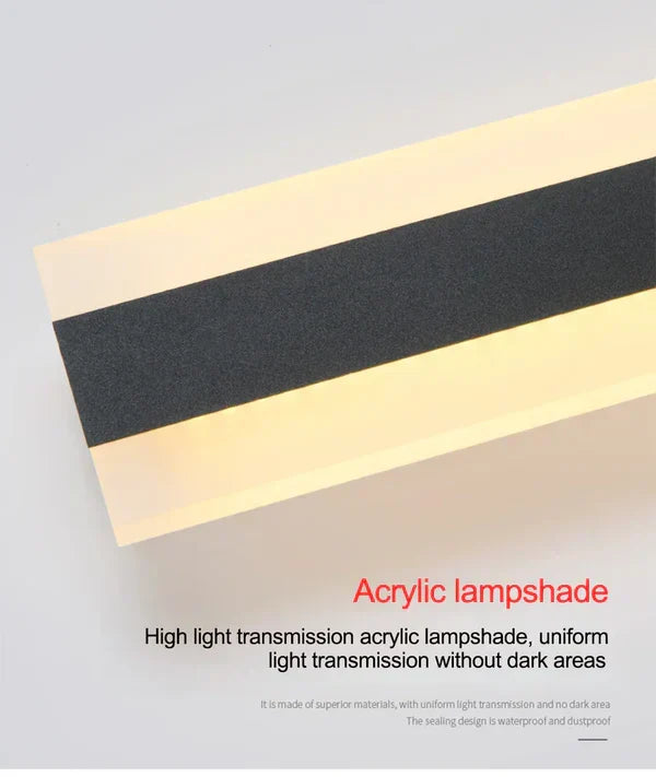 Wasserdichte Außenwandlampe aus Metall und Acryl, Schwarz, Warmweiß, Kaltweiß, LED-Gartenbeleuchtung, Fassadenlampe für den Außenbereich | Sansoti