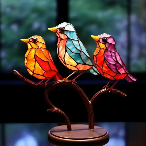 Bunte Acryl-Vogelskulpturen, handgefertigtes dekoratives Kunstobjekt für das Wohnzimmer, modernistisch | Sansoti