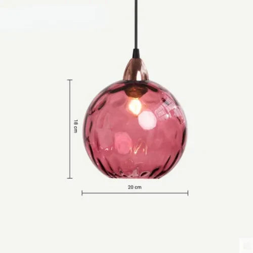 Glass Globe Pendant Lamp with Colored Glass Shade for Dining Room Living Room | Sansoti