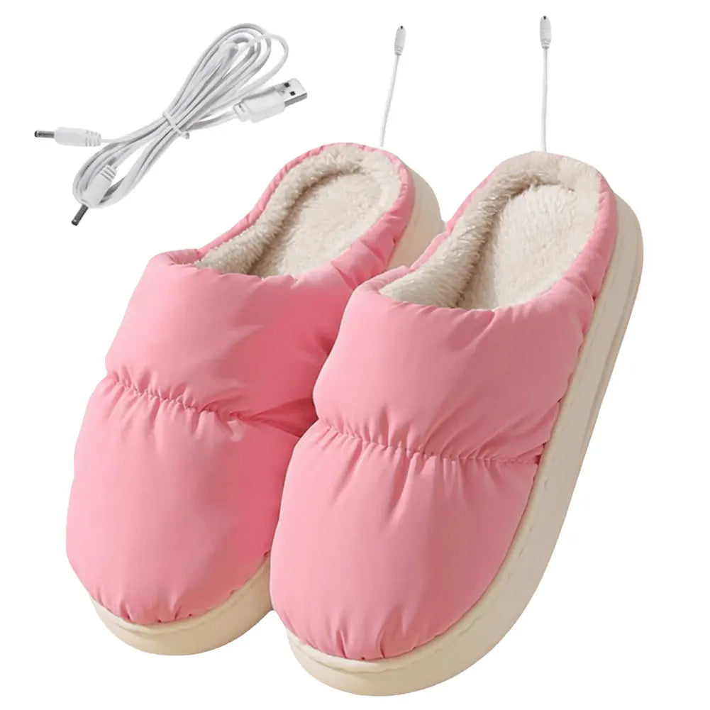 Heated Slippers with USB Connection, Electric-Lined Plush Slippers for Warm Winter Feet at Home | Sansoti
