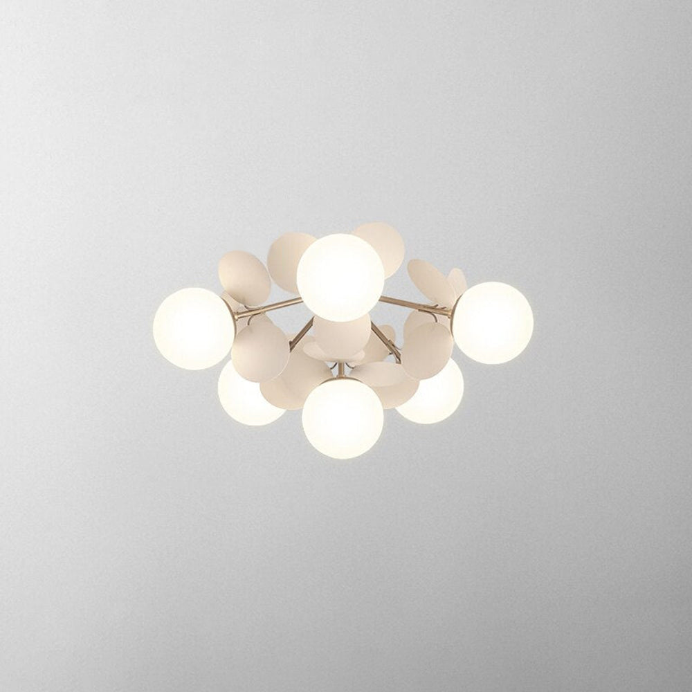 Deckenleuchte mit Blumenästen aus mehrfarbigem Glas und Metall, 4-15 Lichtquellen, naturinspiriertes Design, Wohnzimmer, Esszimmer | Sansoti