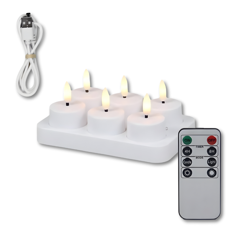 Bougies LED rechargeables avec télécommande et minuterie – lumière vacillante | Sansoti