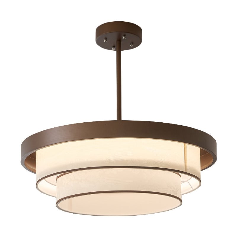 Gelaagde Hanglamp met Stoffen Ringen Brons Wit LED voor Eetkamer Entree Hoog Plafond Modern Scandinavisch | Sansoti
