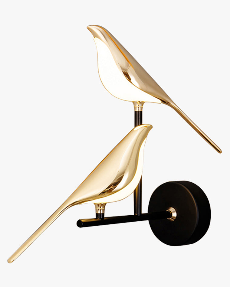 Wandlampe Vogel Gold Schwarz Metall LED Warmweiß Schlafzimmer Flur Dekorativ | Sansoti