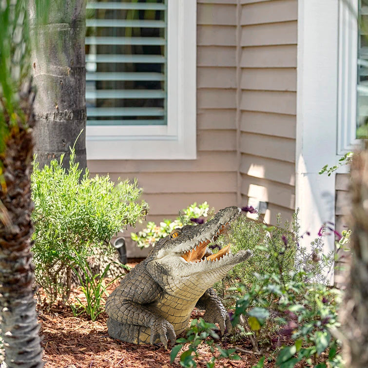 Crocodile Garden Statue Resin Waterproof Pond Decoration Wildlife Reptile Statue Pool Garden Accent Outdoor | Sansoti