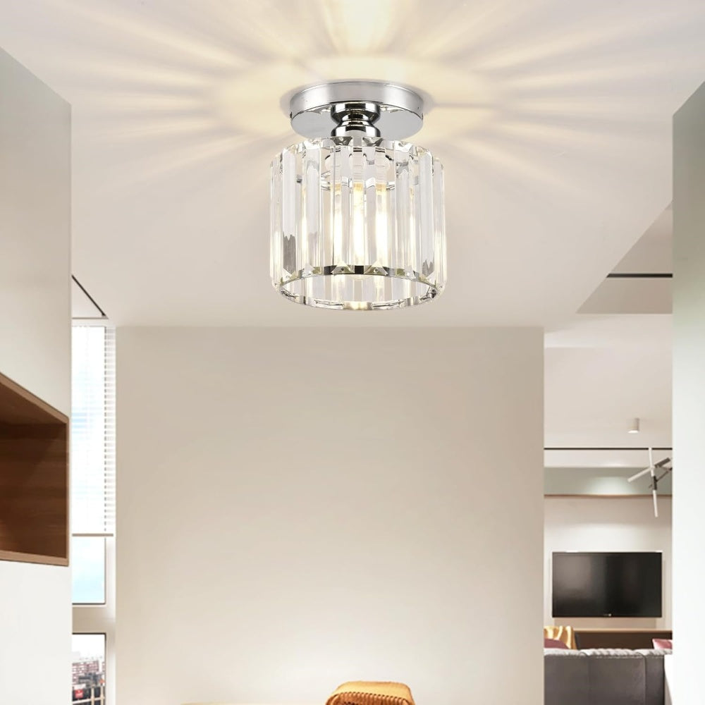 Ceiling Lamp Crystal Black Silver Gold E27 Surface Mounted Modern Hall Living Room | Sansoti