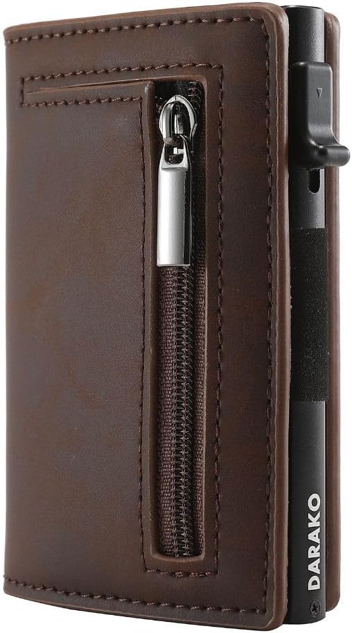 Kompakte Brieftasche mit Kartenhalter, RFID-Schutz, Münzfach, Geldscheinfach und Aluminium-Schieber für sicheres Bezahlen | Sansoti