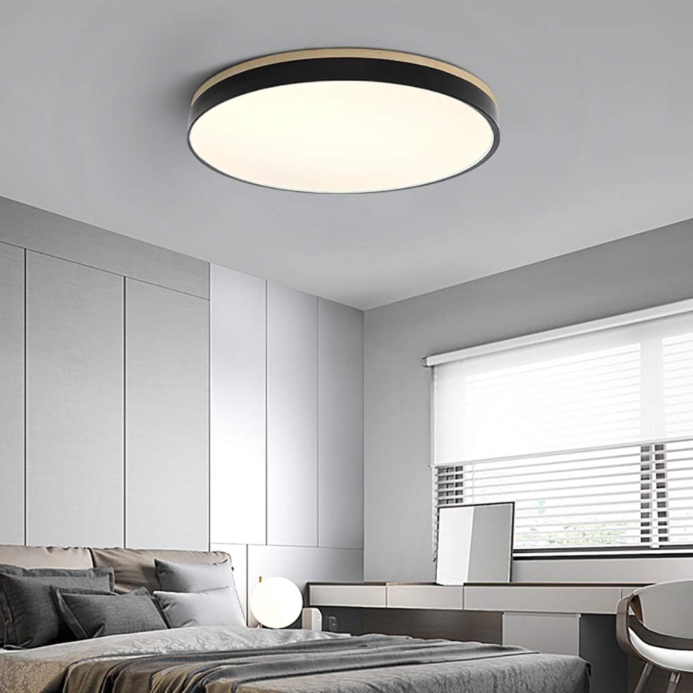 Round Wooden LED Ceiling Lamp with Acrylic – Dimmable Warm Light Scandinavian Design Living Room Bedroom 30cm 40cm 50cm 60cm | Sansoti