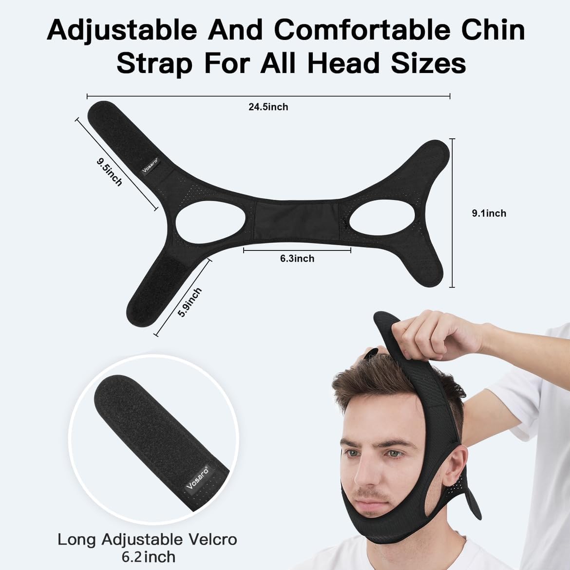 Adjustable Anti-Snoring Chin Strap Soft Breathable Nighttime Sleep Apnea Mouth Guard Comfort Sleep Aid for Better Sleep | Sansoti