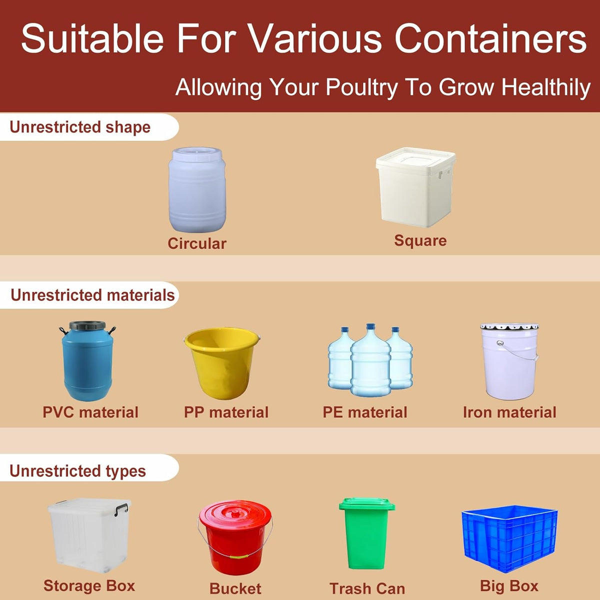 Automatic Poultry Water Cups Set of 10 Red Self-Filling Leakproof for Birds Chickens Ducks Quails Geese | Sansoti