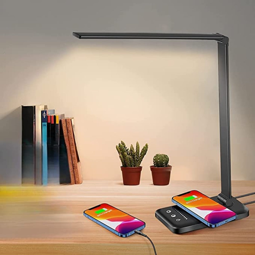 Dimmable LED Desk Lamp with Charging Port, 5 Light Modes, Touch Control, Flexible Adjustable Table Lamp | Sansoti