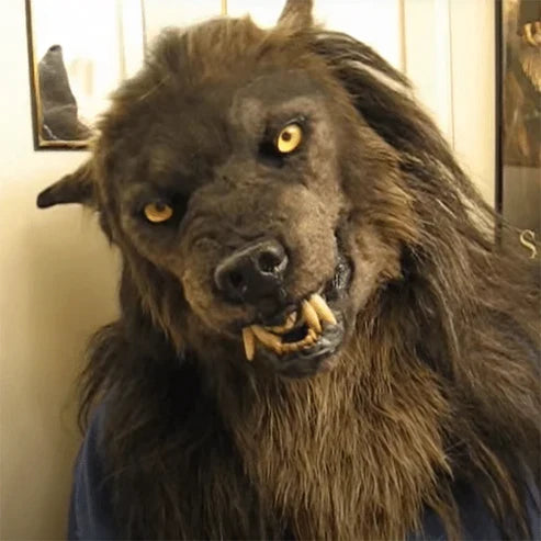 Realistische Werwolfmaske aus Silikon mit Kunstfell für Erwachsene, Halloween, Karneval, Cosplay und Gruselpartys | Sansoti