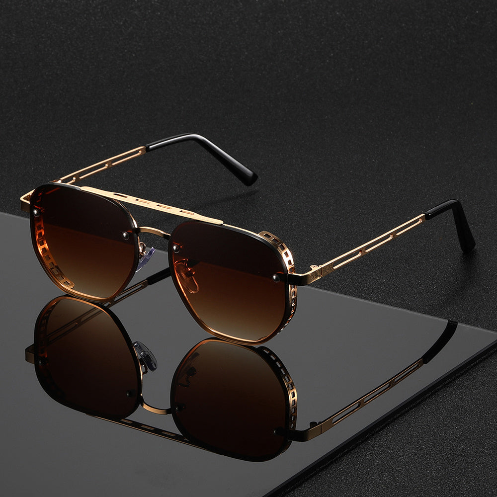 Minimalistische Metall-Sonnenbrille mit UV-Schutz Runde Gläser Unisex | Sansoti