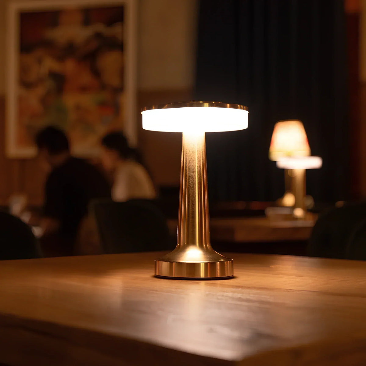 Table Lamp Wireless Rechargeable Dimmable Metal LED 3 Light Colors USB-C Gold Silver Black Retro Restaurant Bar Nightstand Mood Lamp Portable | Sansoti