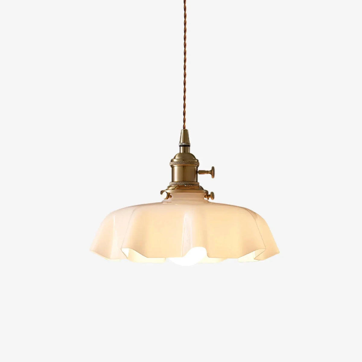 Franse stijl hanglamp messing glas 25 cm crème eetkamer verlichting vintage plafondlamp klassiek design keuken bar | Sansoti