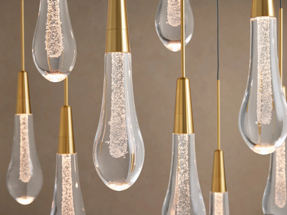 Linear Chandelier with Adjustable LED Lights Suitable for Dining Room and Kitchen Handmade Glass Modern Design | Sansoti