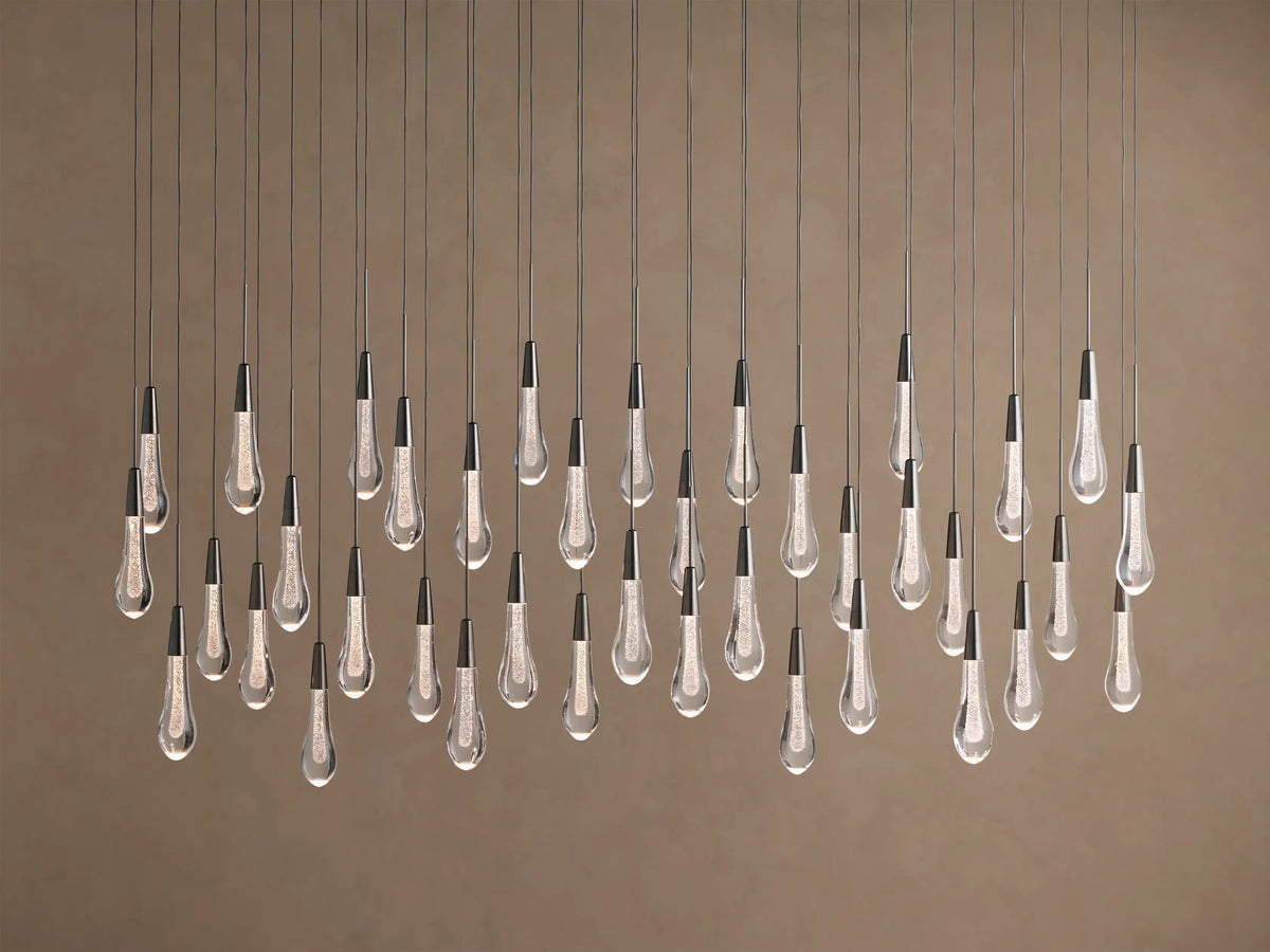 Linear Chandelier with Adjustable LED Lights Suitable for Dining Room and Kitchen Handmade Glass Modern Design | Sansoti