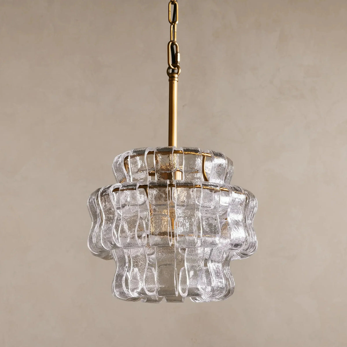 Glas-Pendelleuchte mit strukturiertem Muster, Messing oder Schwarz, E26, dimmbar, für Wohnzimmer, Esszimmer und Schlafzimmer | Sansoti