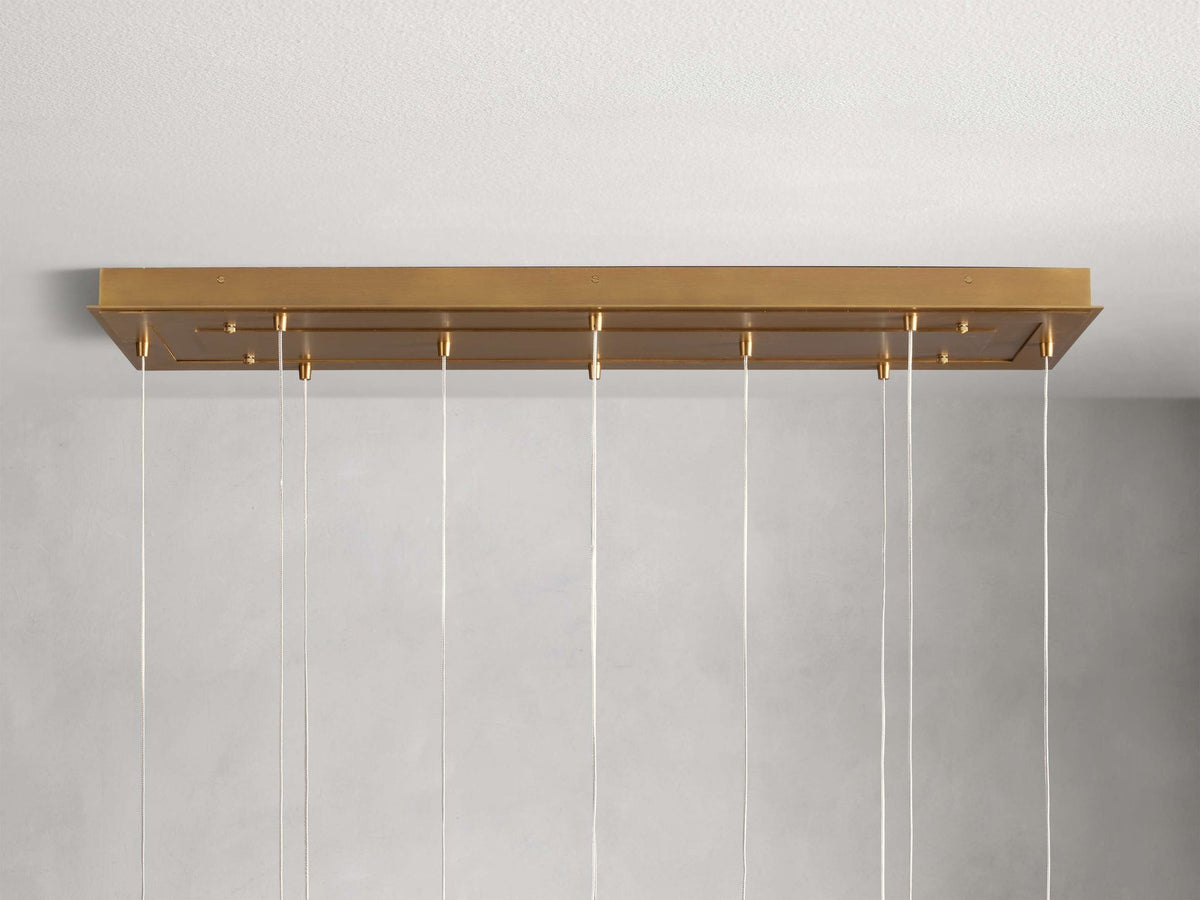Moderner linearer Kronleuchter mit Glaskugeln und LED-Beleuchtung für Esszimmer und Wohnzimmer, Pendelleuchte über dem Esstisch | Sansoti