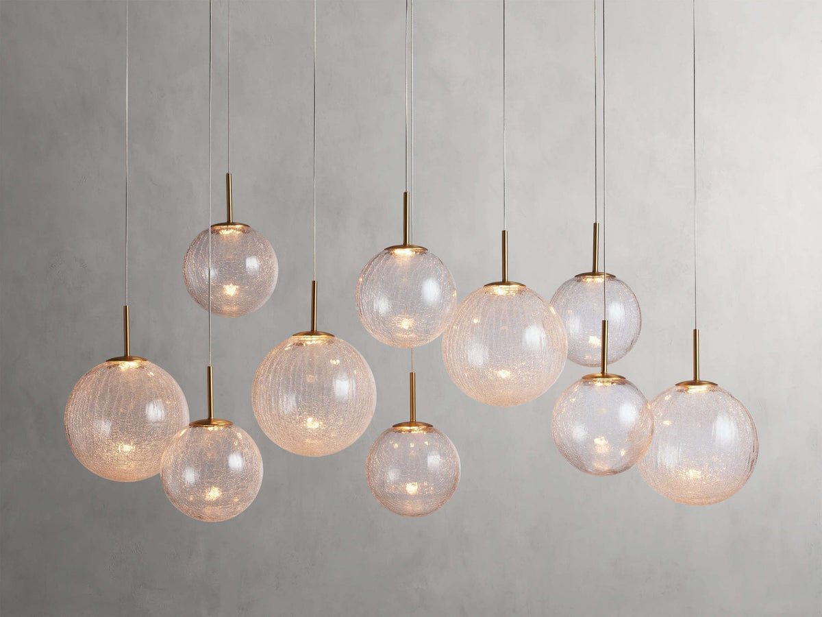 Modern Linear Chandelier with Glass Globes LED Lighting for Dining Room Living Room Dining Table Pendant Light | Sansoti