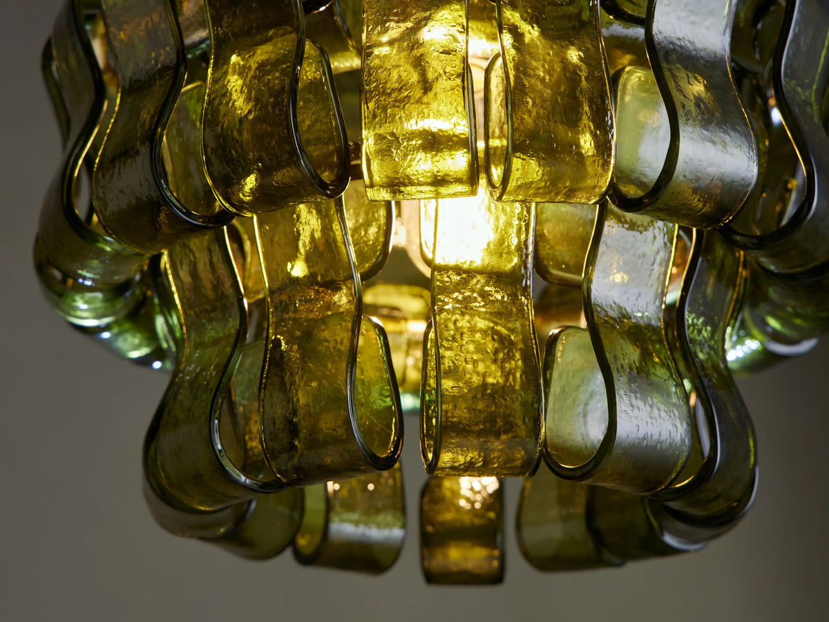 Glas-Pendelleuchte mit strukturiertem Muster, Messing oder Schwarz, E26, dimmbar, für Wohnzimmer, Esszimmer und Schlafzimmer | Sansoti