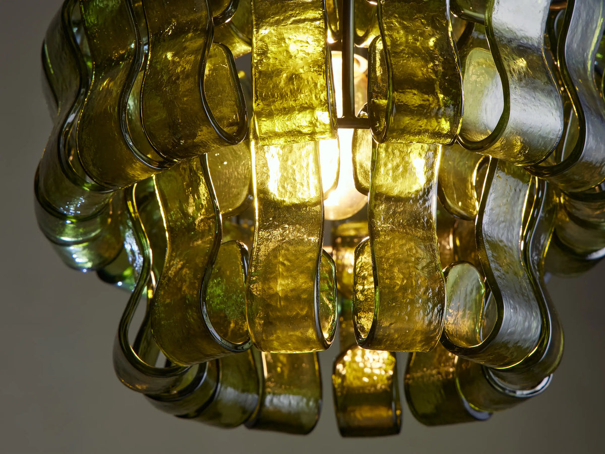 Glas-Pendelleuchte mit strukturiertem Muster, Messing oder Schwarz, E26, dimmbar, für Wohnzimmer, Esszimmer und Schlafzimmer | Sansoti