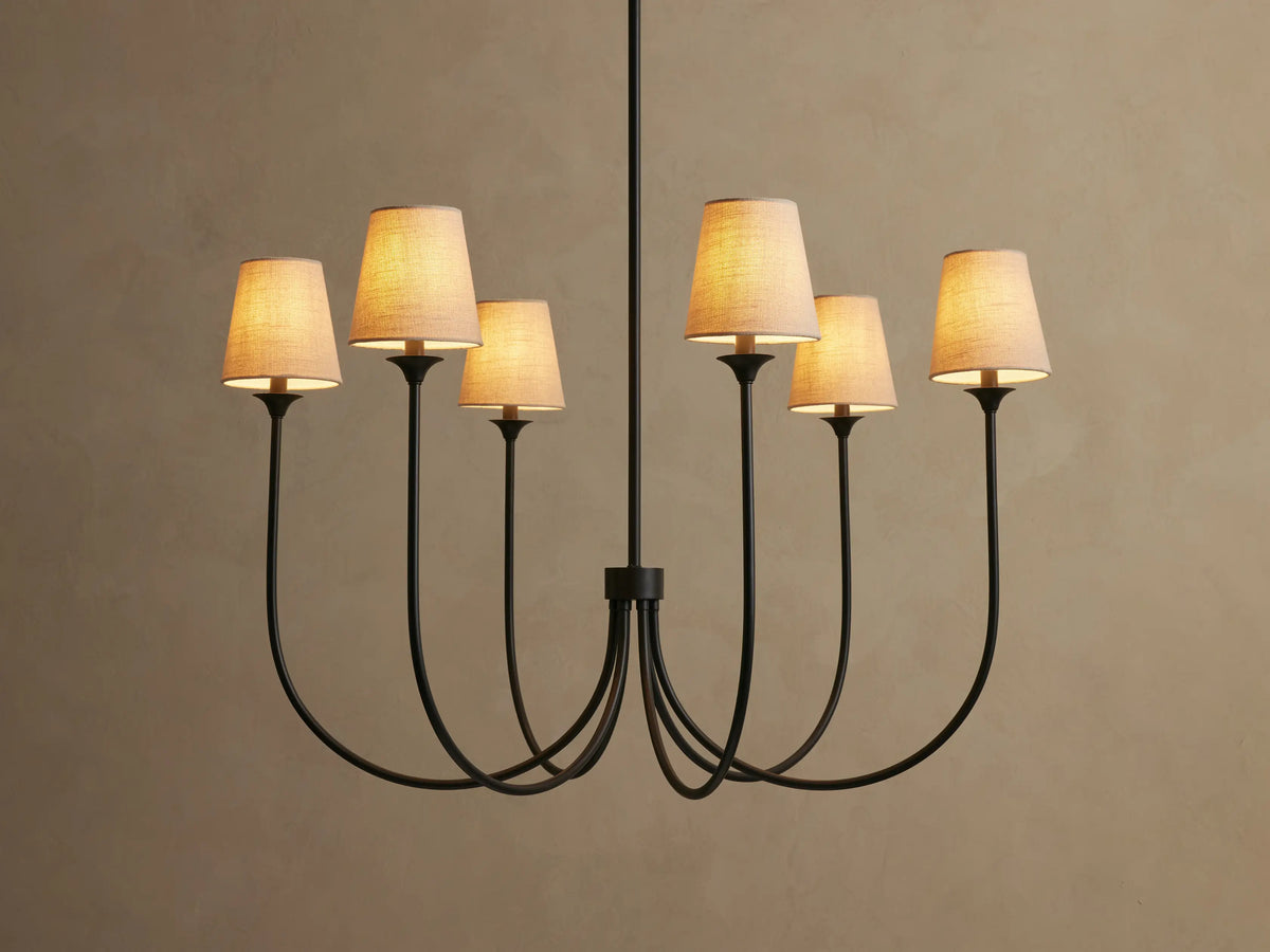 Round Metal Chandelier with Shades 42-68cm Brass Bronze Classic Modern Pendant Light for Dining Room Living Room | Sansoti