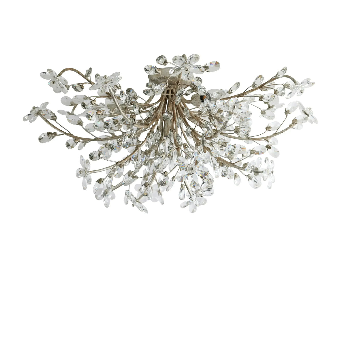 Kristall-Deckenleuchte Ø70 cm, Eisen, handgefertigte Blütenoptik, vier Leuchten, elegantes venezianisches Design für das Wohnzimmer | Sansoti