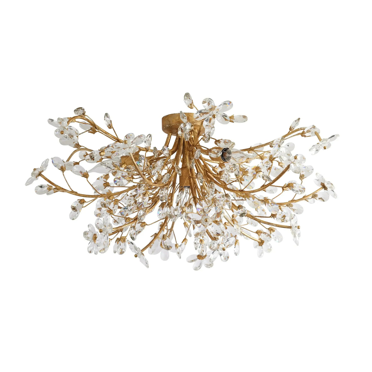 Kristall-Deckenleuchte Ø70 cm, Eisen, handgefertigte Blütenoptik, vier Leuchten, elegantes venezianisches Design für das Wohnzimmer | Sansoti