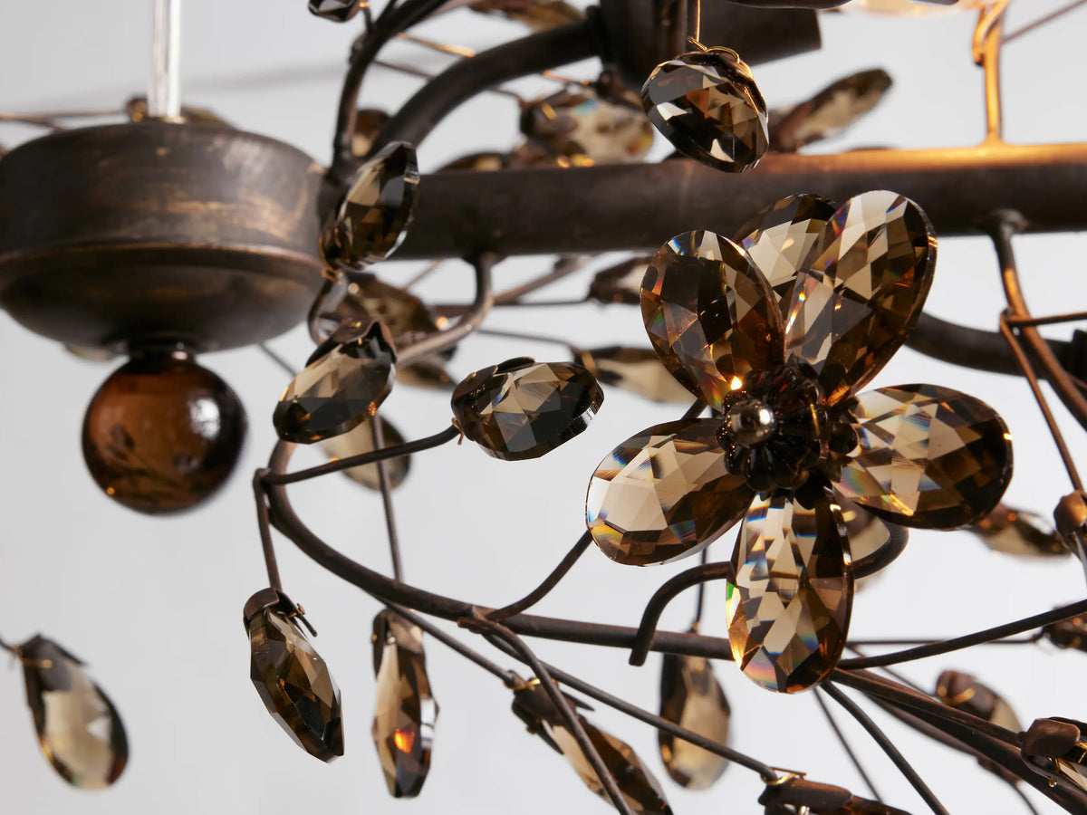 Linear Crystal Chandelier Iron Adjustable 3 Finishes Dining Room Living Room Lighting 8-12 Sockets | Sansoti