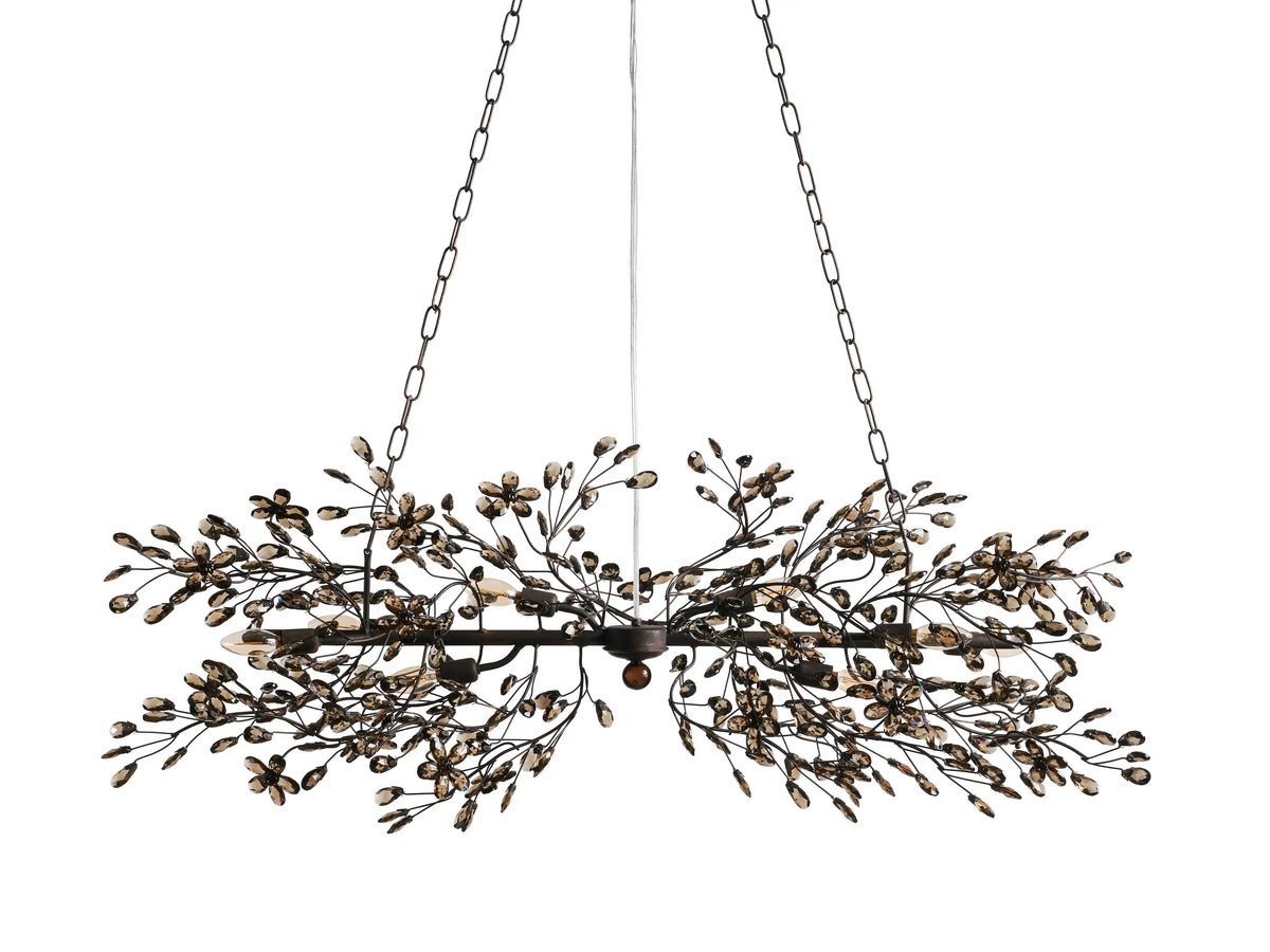 Linear Crystal Chandelier Iron Adjustable 3 Finishes Dining Room Living Room Lighting 8-12 Sockets | Sansoti