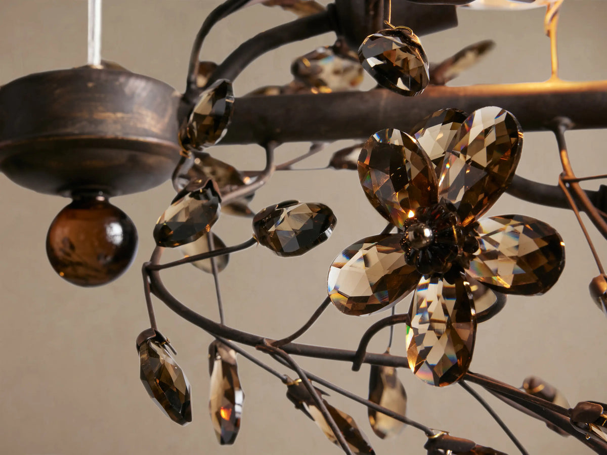 Linear Crystal Chandelier Iron Adjustable 3 Finishes Dining Room Living Room Lighting 8-12 Sockets | Sansoti