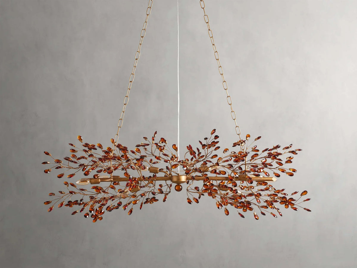 Linear Crystal Chandelier Iron Adjustable 3 Finishes Dining Room Living Room Lighting 8-12 Sockets | Sansoti