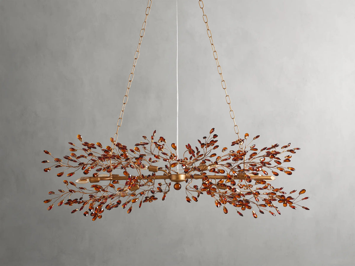 Linear Crystal Chandelier Iron Adjustable 3 Finishes Dining Room Living Room Lighting 8-12 Sockets | Sansoti