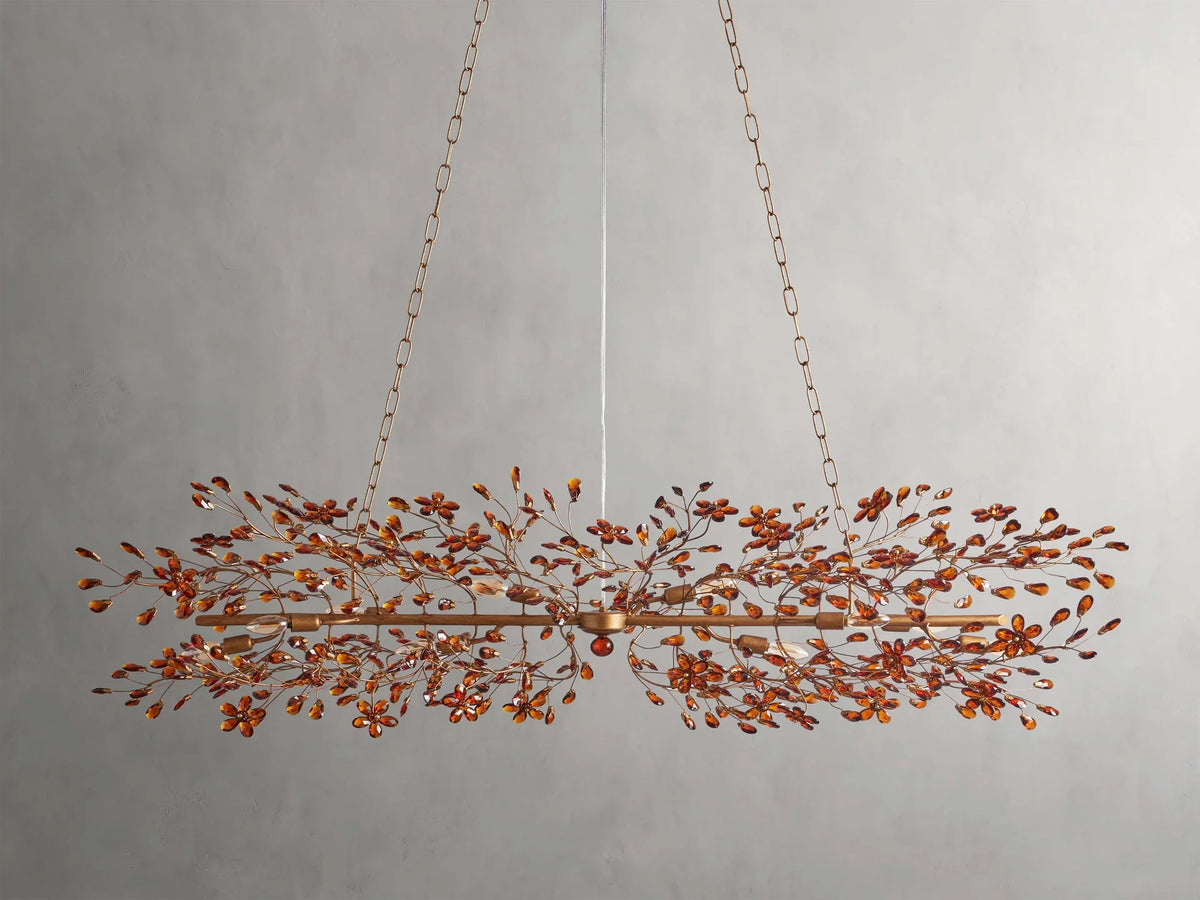 Linear Crystal Chandelier Iron Adjustable 3 Finishes Dining Room Living Room Lighting 8-12 Sockets | Sansoti