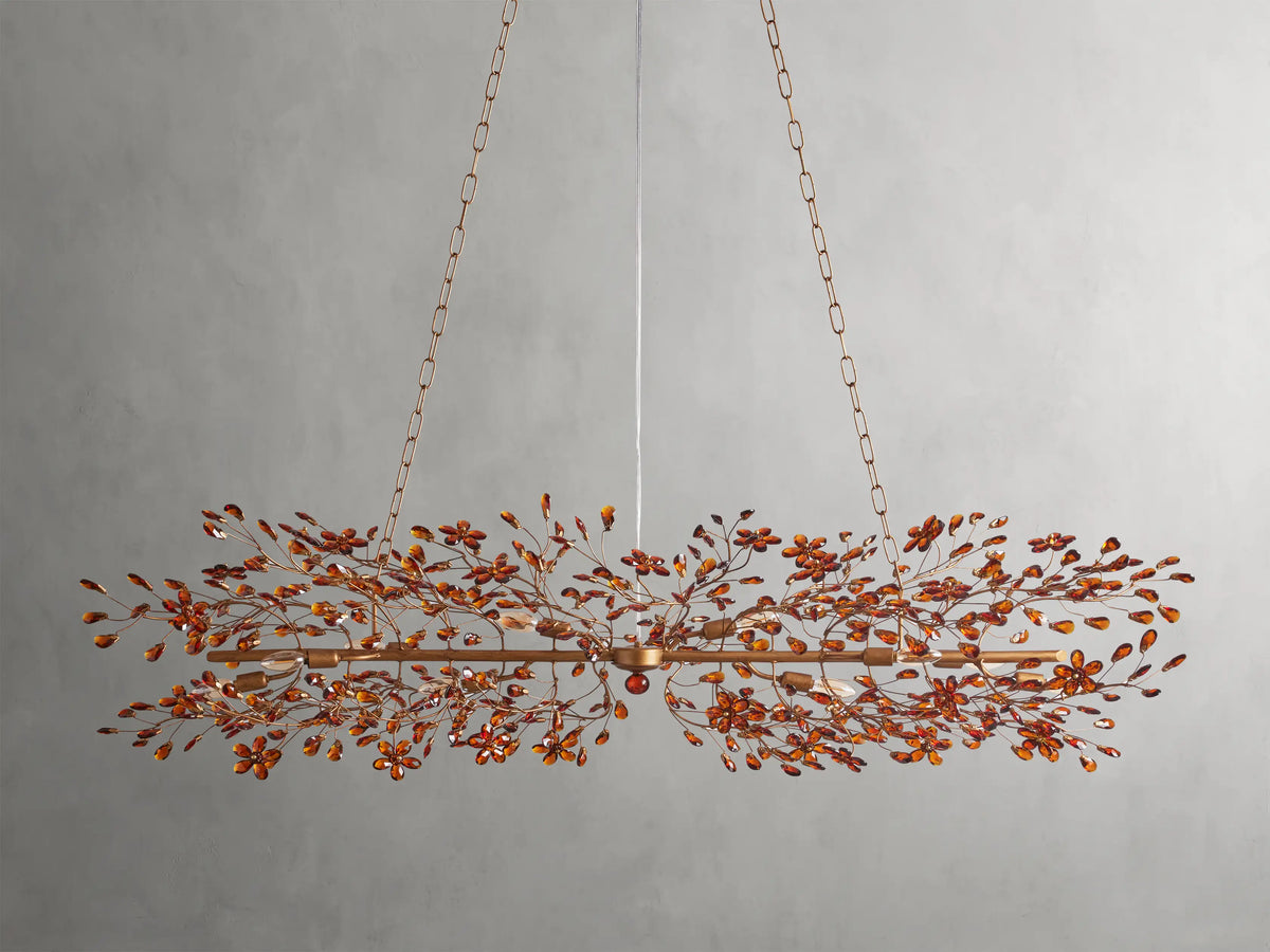 Linear Crystal Chandelier Iron Adjustable 3 Finishes Dining Room Living Room Lighting 8-12 Sockets | Sansoti