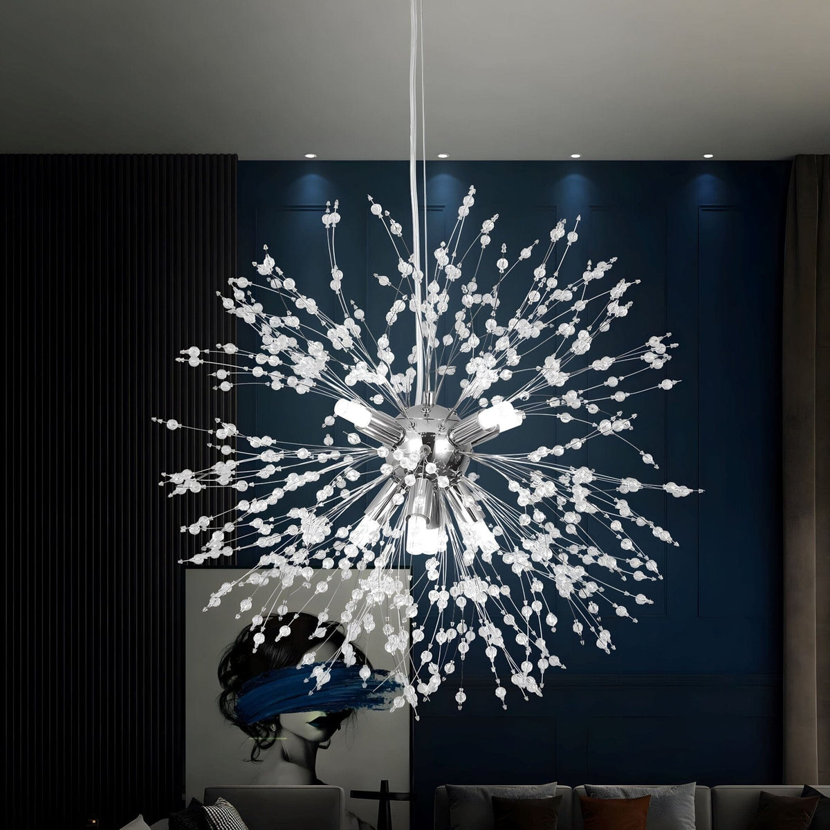Moderner Kristall-Pusteblumen-Kronleuchter mit G9 LED und luxuriöser Metalloberfläche | Sansoti