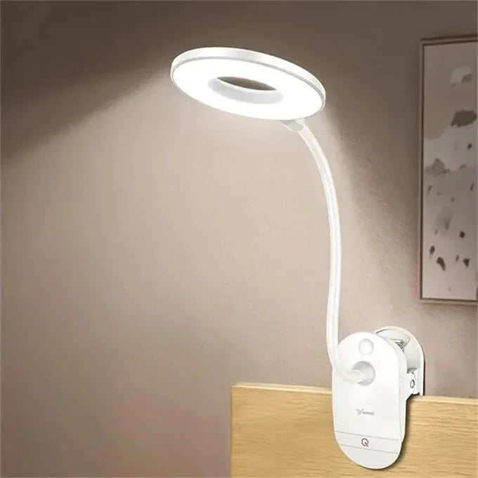 Reading Lamp Clip LED Dimmable USB Rechargeable Flexible Gooseneck Bed Desk Travel | Sansoti