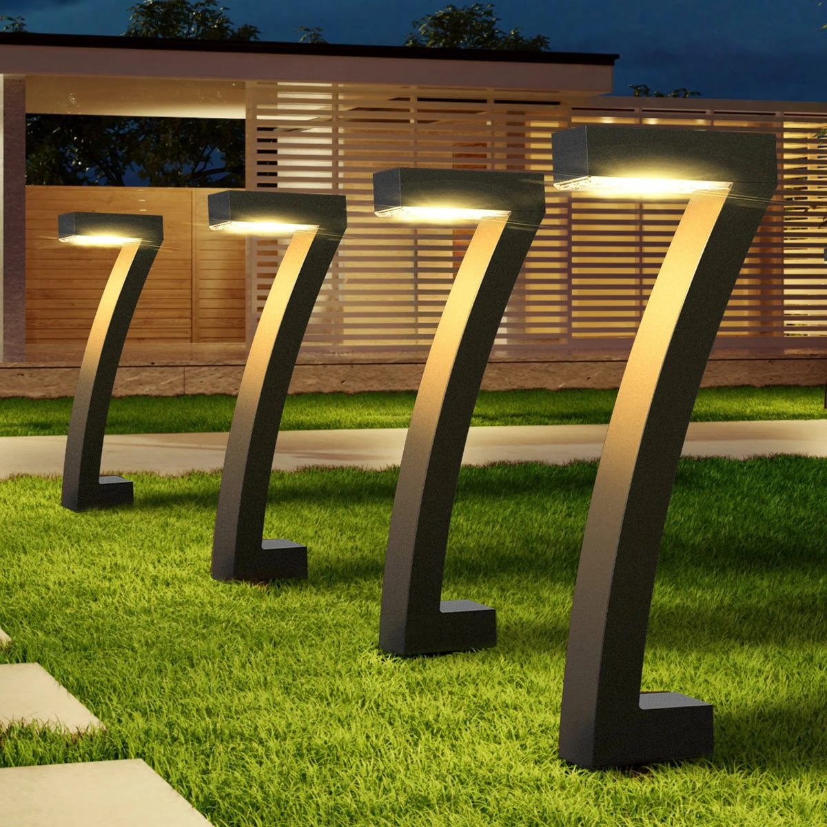 Solar-Powered Garden Lighting 18cm Matte Black Warm White Light Automatic Dusk Switch Pathway Lighting | Sansoti