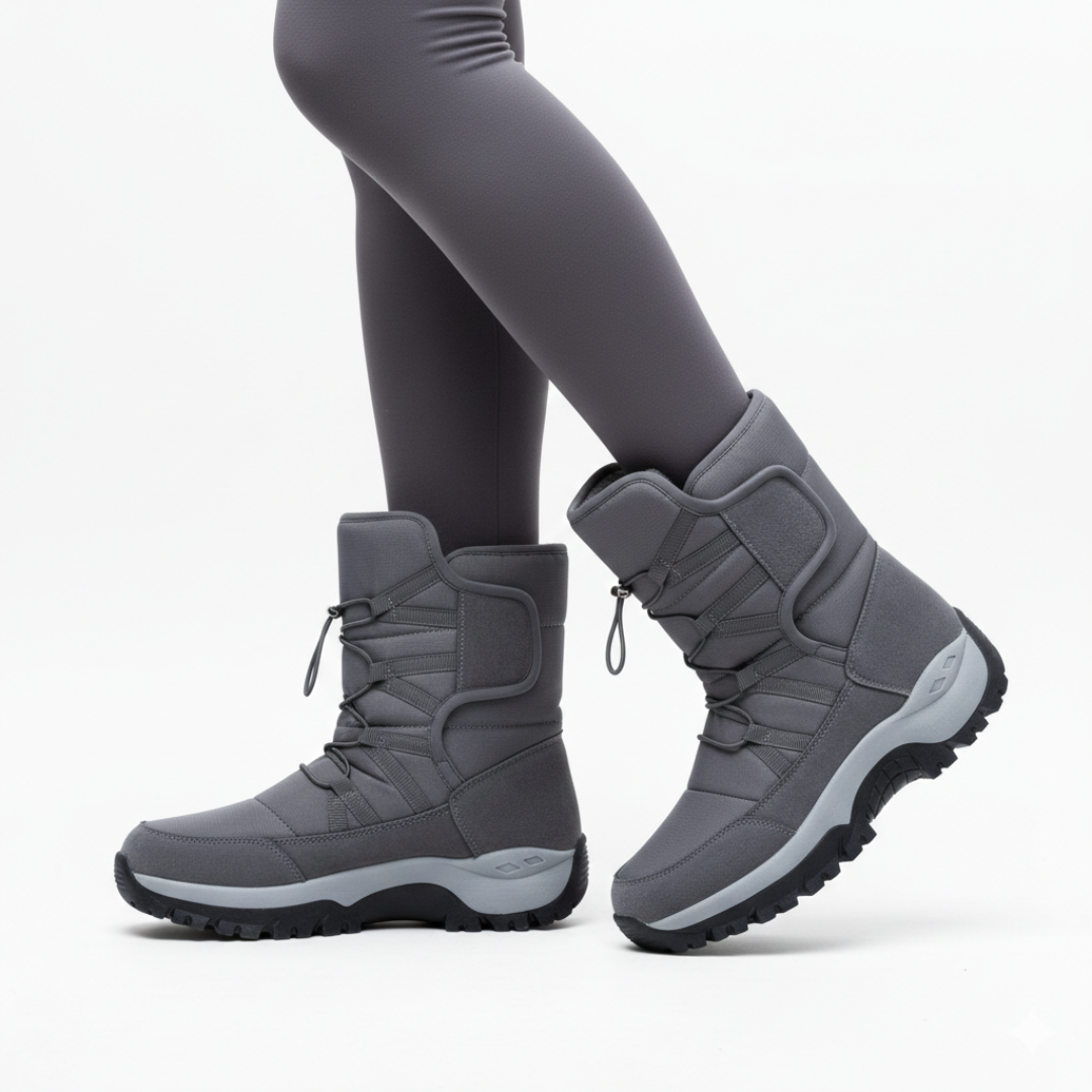 Wasserdichte Winterstiefel mit warmem Futter für Damen, schneefest, rutschfeste Plateausohle, Klettverschluss, Outdoor-Schuhe | Sansoti