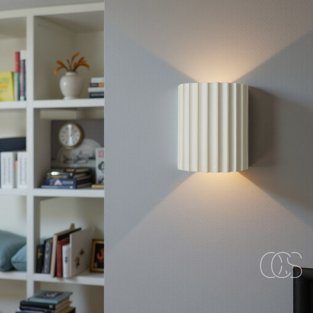 LED Wall Light with Ribbed Relief Bidirectional Light Dimmable Synthetic Resin 14x8x16.5cm Hallway Bedroom Living Room | Sansoti