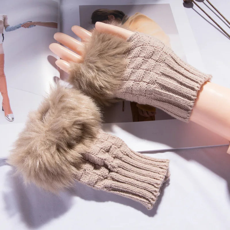 Vingerloze Handschoenen met Nepbont Polswarmer Wol Handwarmer Stretchy voor Koudere Dagen Winter Comfort | Sansoti