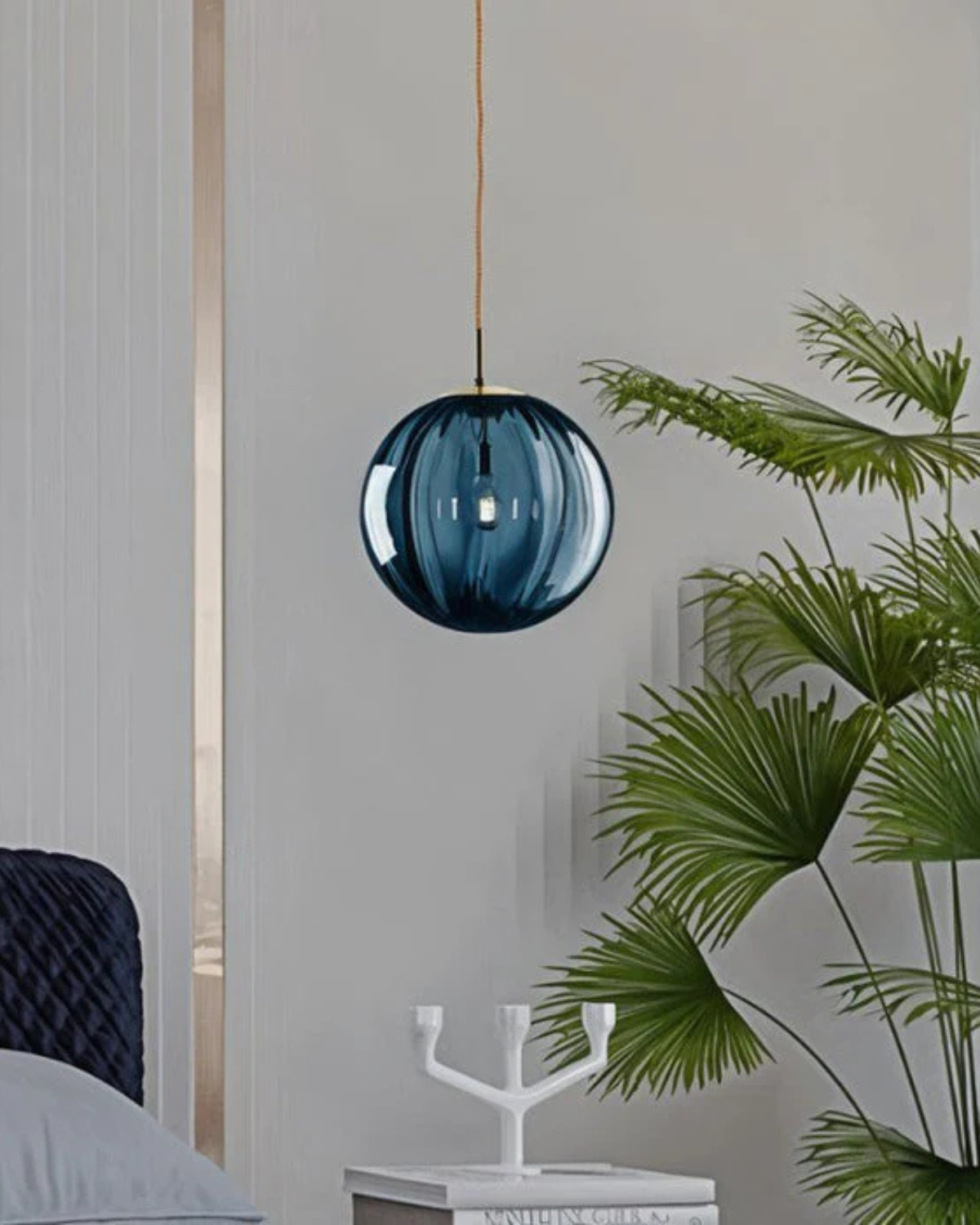 Suspension boule en verre soufflé à la main avec câble réglable gris, bleu, brun, rouge, vert, ambre 15x22cm 20x25cm lumière d'ambiance salle à manger salon chambre design moderne éclairage | Sansoti