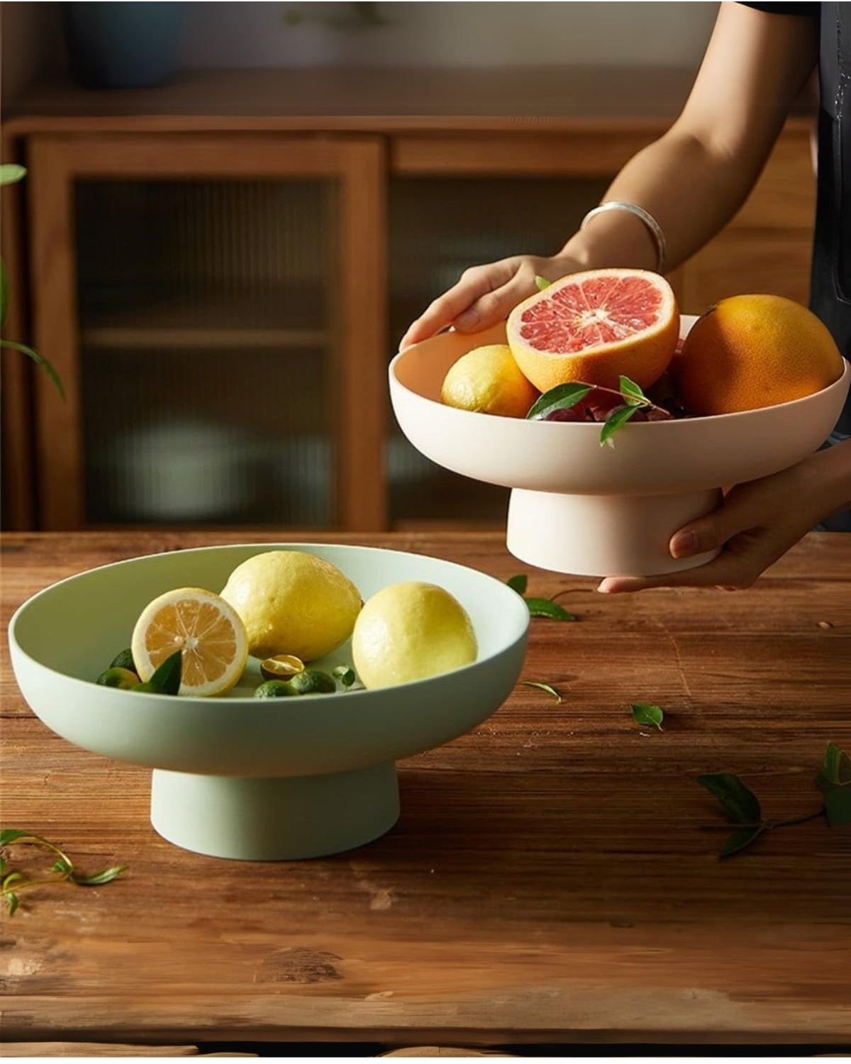 Vintage Serving Bowl Retro Style Pastel Colors Ceramic Large Scale Salad Breakfast Scandinavian Interior Table Accessory | Sansoti