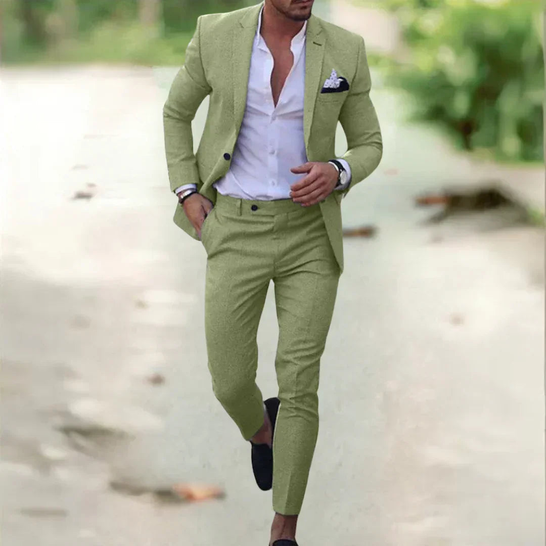 Tweedelig Linnen Herenkostuum Slim Fit Zomer Bruiloft Business Comfortabel Ademend 70% Linnen 30% Katoen | Sansoti